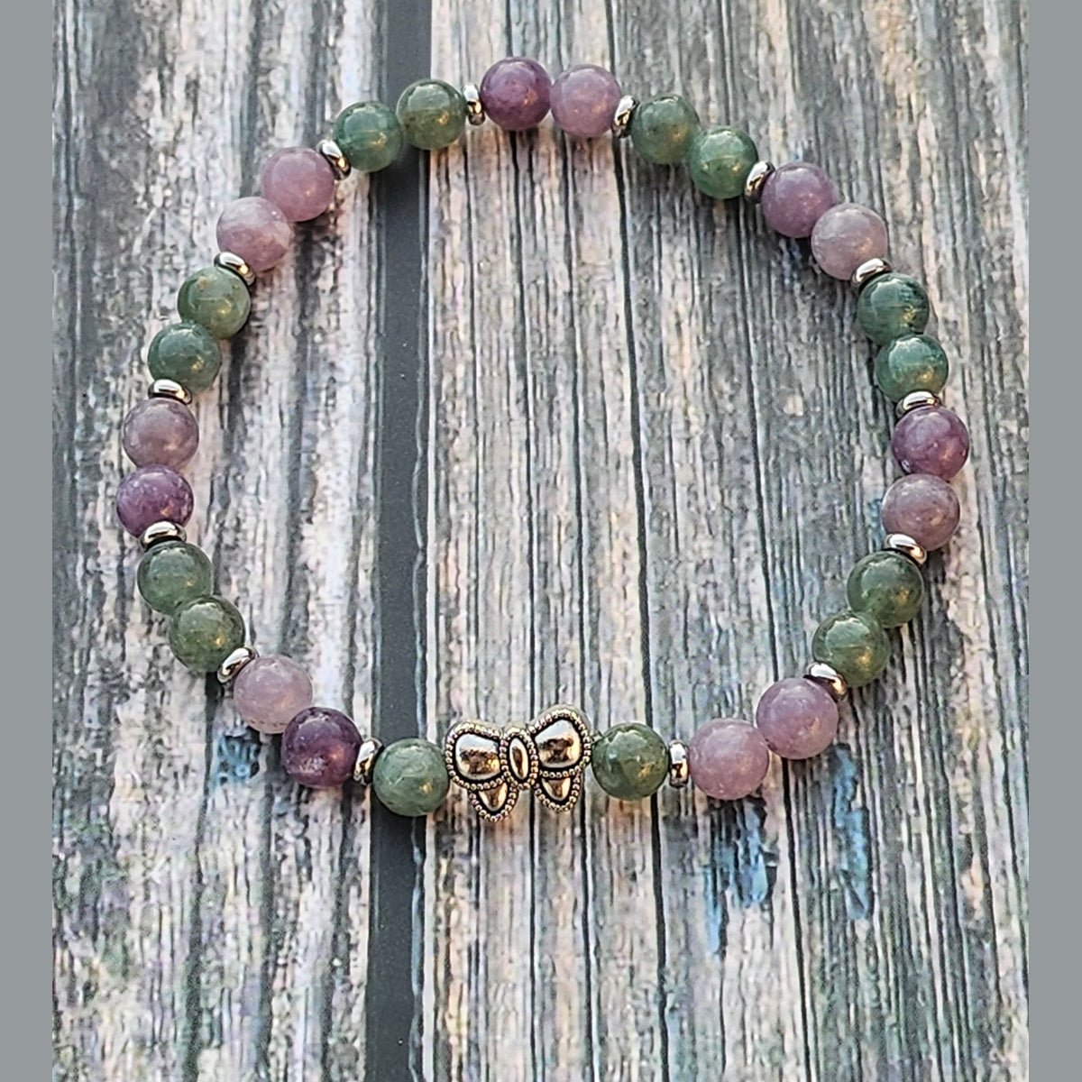 Bracelet Lépidolite & Apatite verte – 6mm - Kumari Legacy