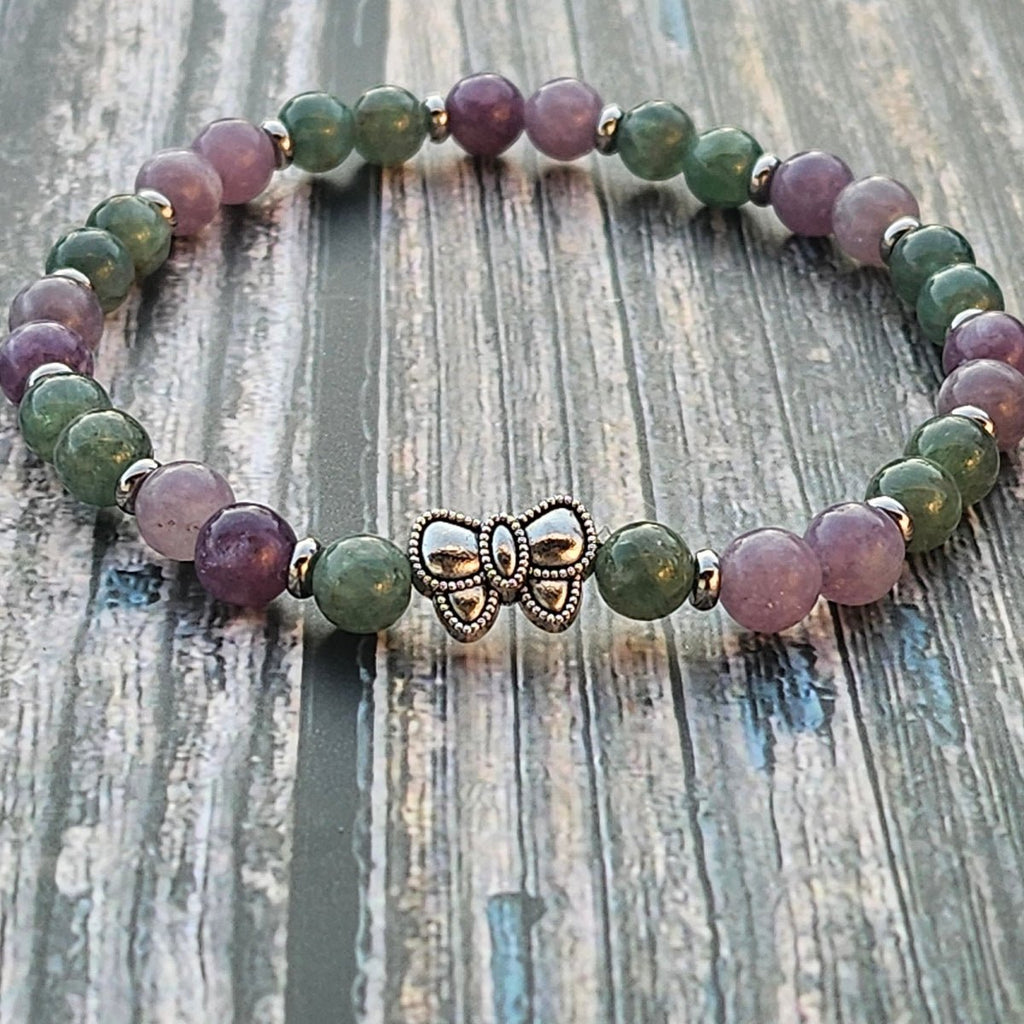 Bracelet Lépidolite & Apatite verte – 6mm - Kumari Legacy