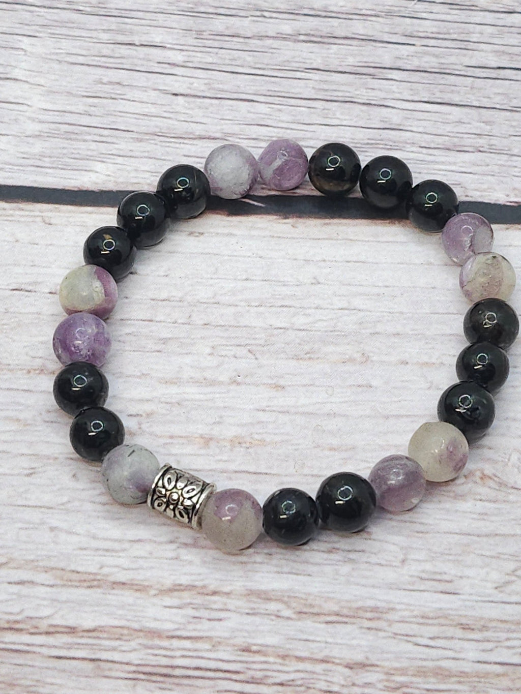 Bracelet Lépidolite & Tourmaline 8mm - Kumari Legacy