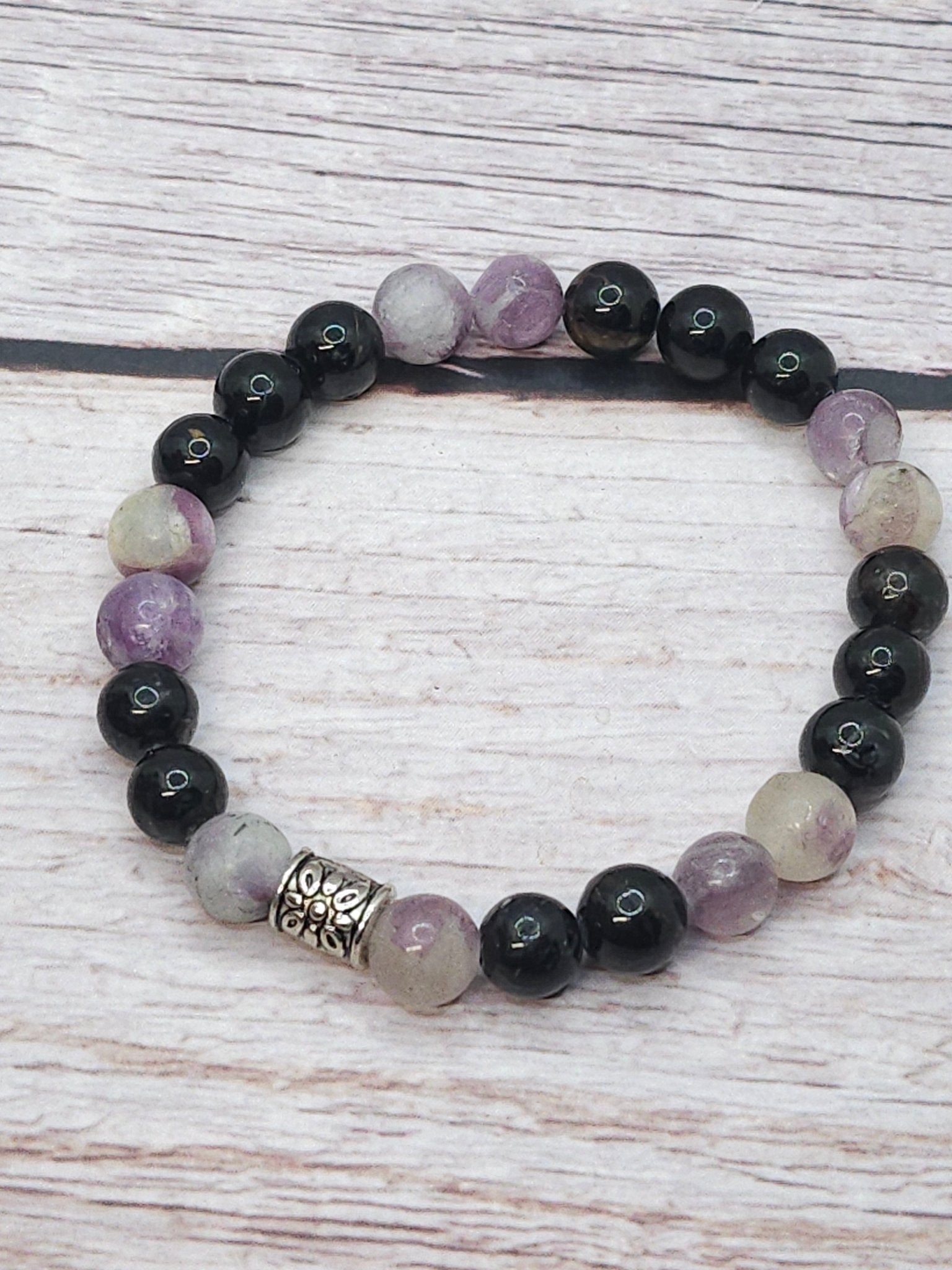 Bracelet Lépidolite & Tourmaline 8mm - Kumari Legacy
