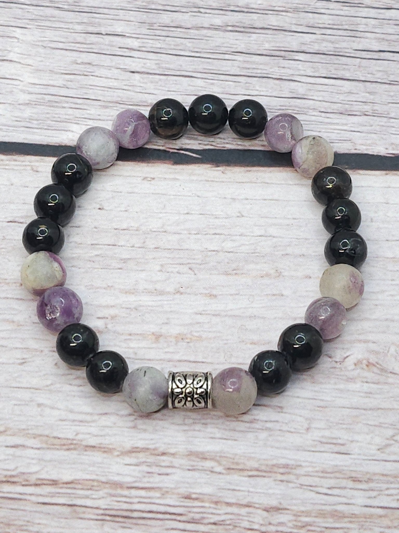 Bracelet Lépidolite & Tourmaline 8mm - Kumari Legacy