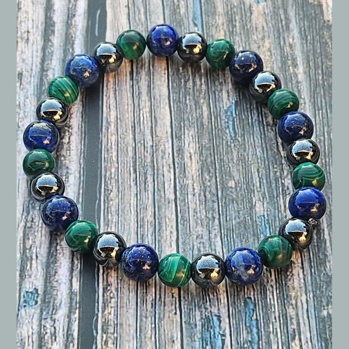 Bracelet Malachite & Lapis-lazuli & Hématite – 8mm - Kumari Legacy