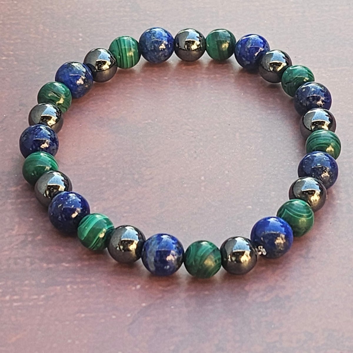 Bracelet Malachite & Lapis-lazuli & Hématite – 8mm - Kumari Legacy