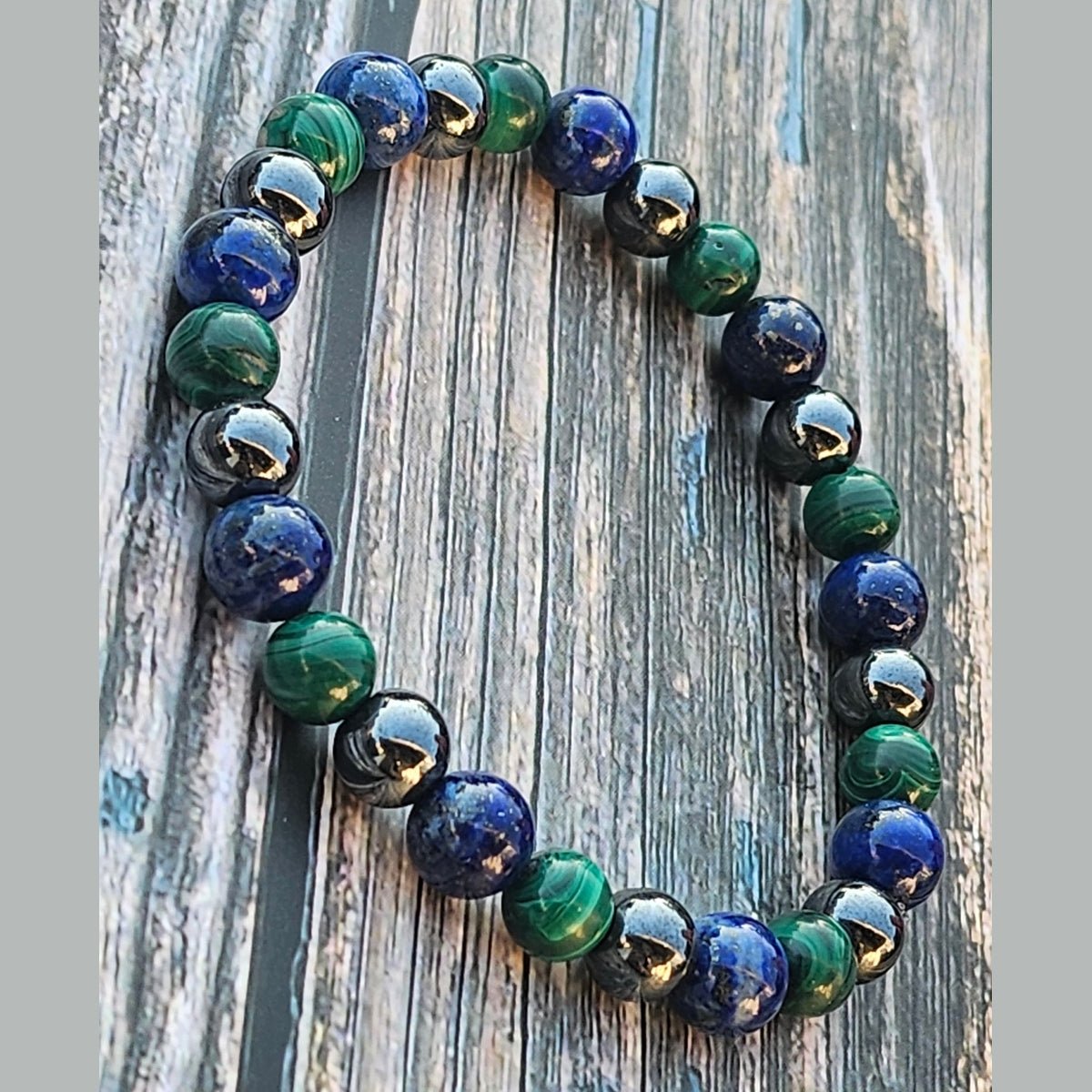 Bracelet Malachite & Lapis-lazuli & Hématite – 8mm - Kumari Legacy