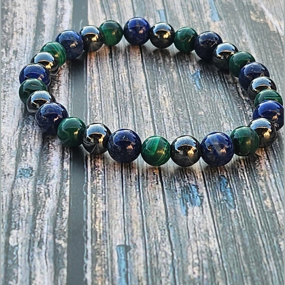 Bracelet Malachite & Lapis-lazuli & Hématite – 8mm - Kumari Legacy