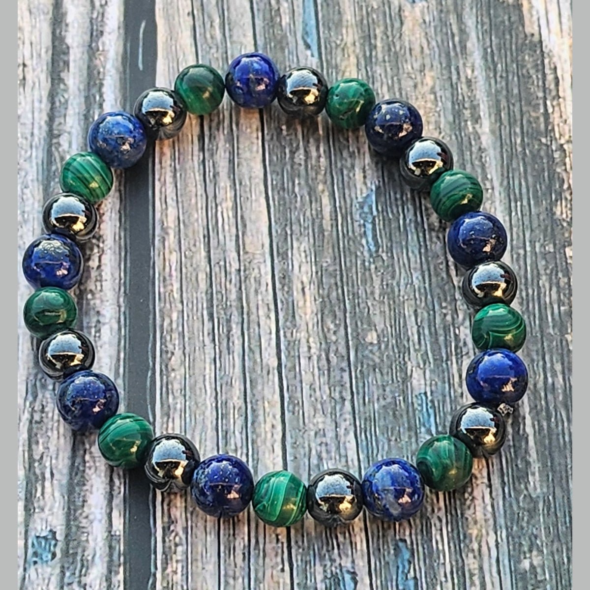 Bracelet Malachite & Lapis-lazuli & Hématite – 8mm - Kumari Legacy