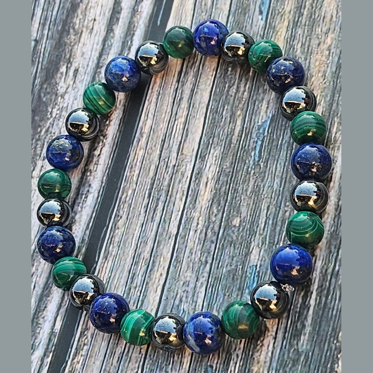 Bracelet Malachite & Lapis-lazuli & Hématite – 8mm - Kumari Legacy