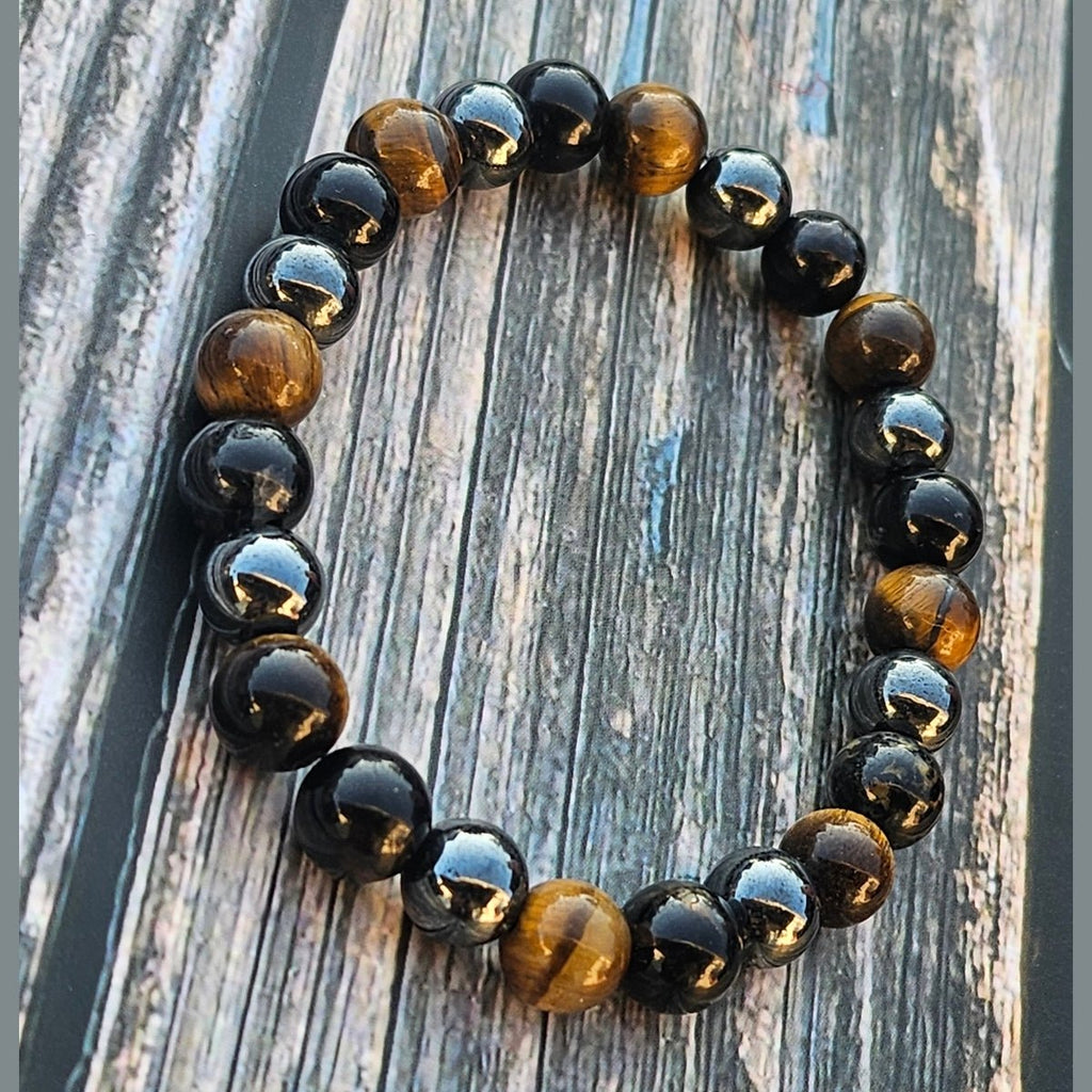 Bracelet Œil de tigre & Tourmaline & Hématite – 8mm - Kumari Legacy