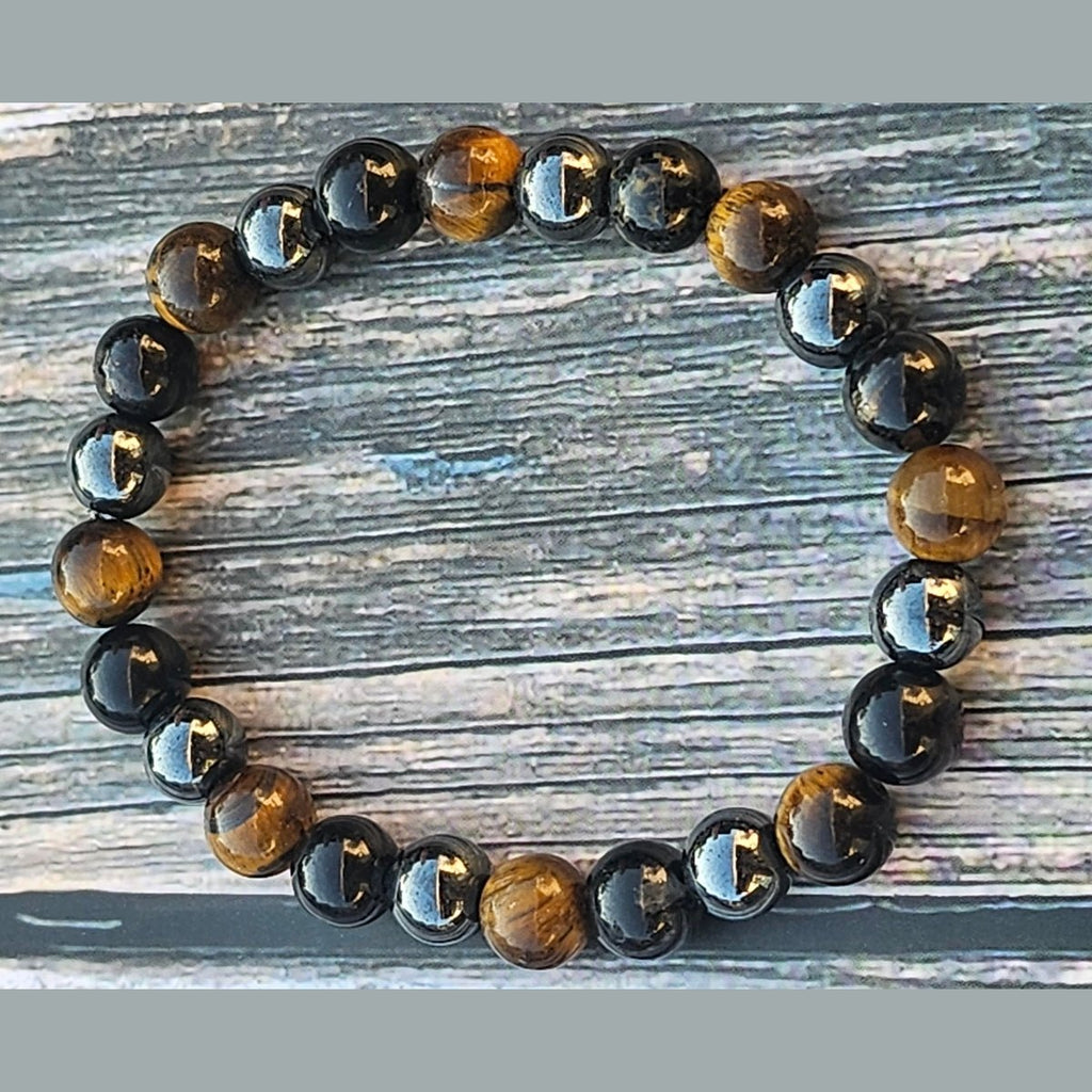 Bracelet Œil de tigre & Tourmaline & Hématite – 8mm - Kumari Legacy