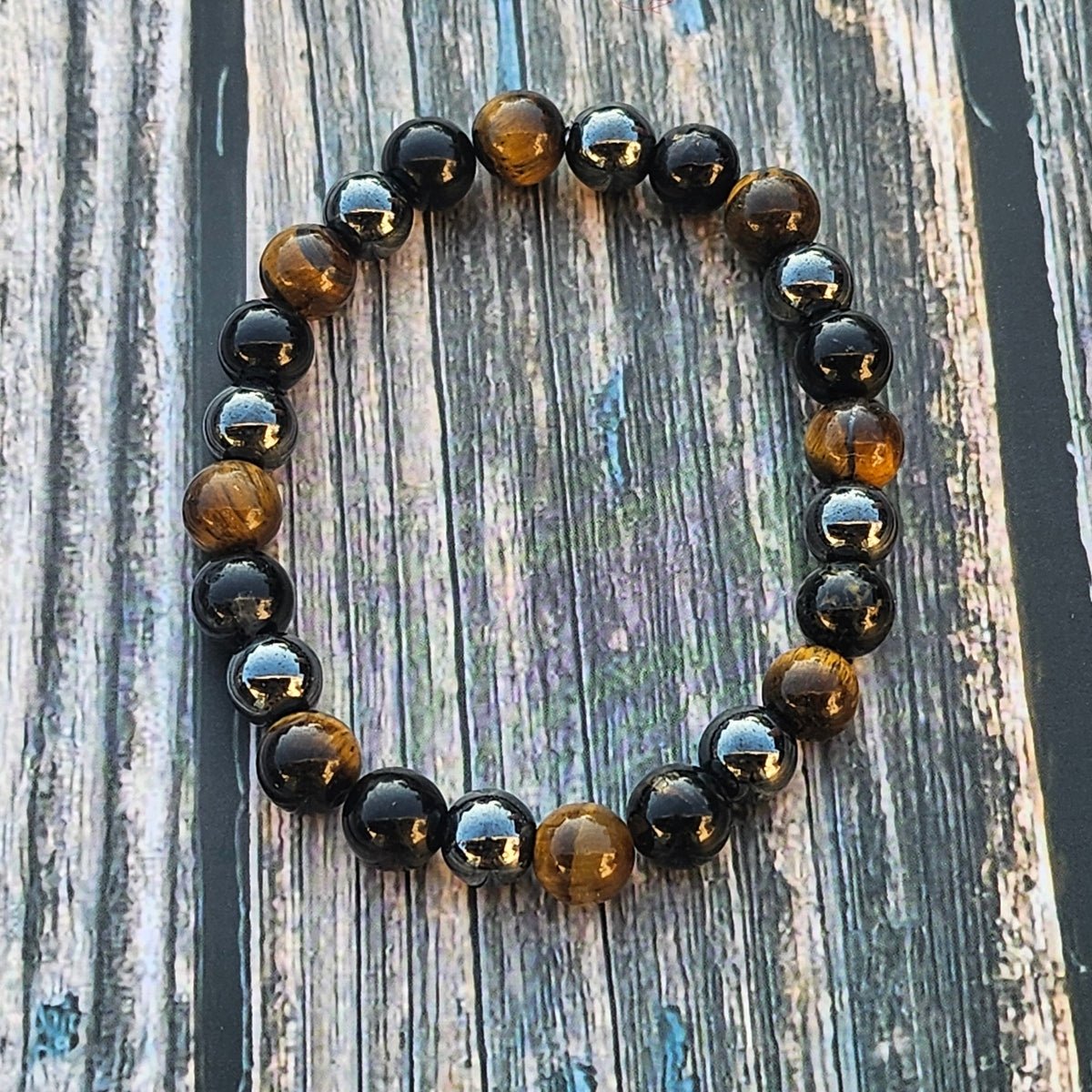 Bracelet Œil de tigre & Tourmaline & Hématite – 8mm - Kumari Legacy