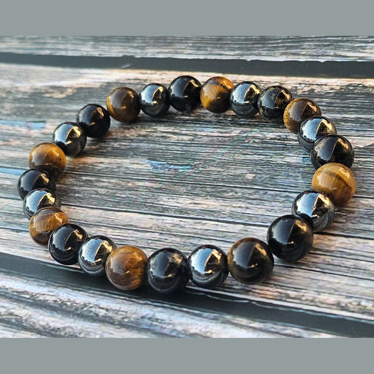 Bracelet Œil de tigre & Tourmaline & Hématite – 8mm - Kumari Legacy
