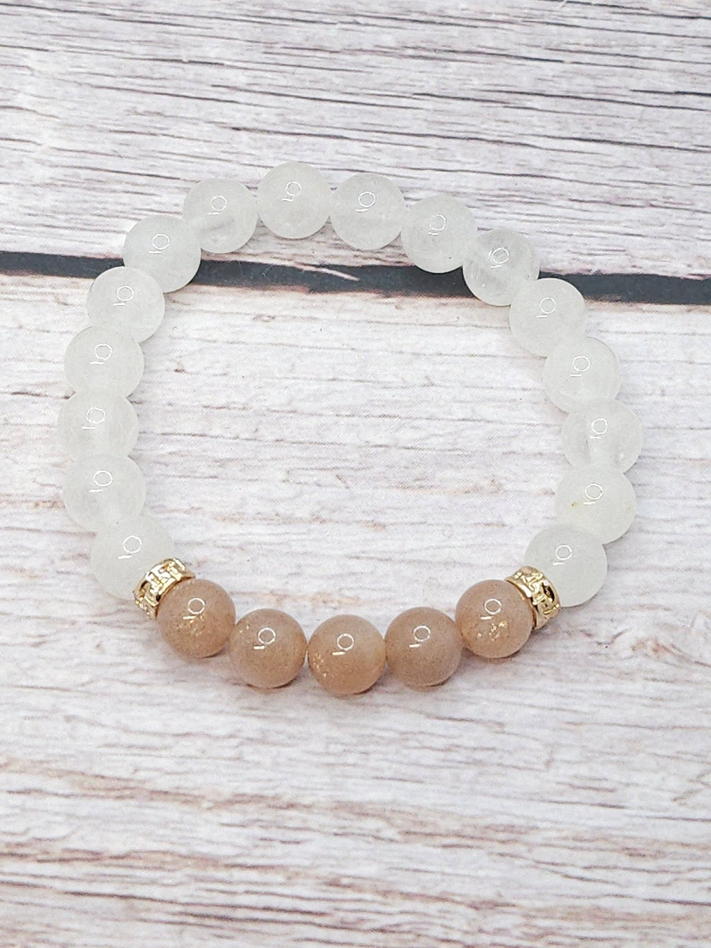 Bracelet Péristérite & Pierre de Lune Pêche 6mm - Kumari Legacy