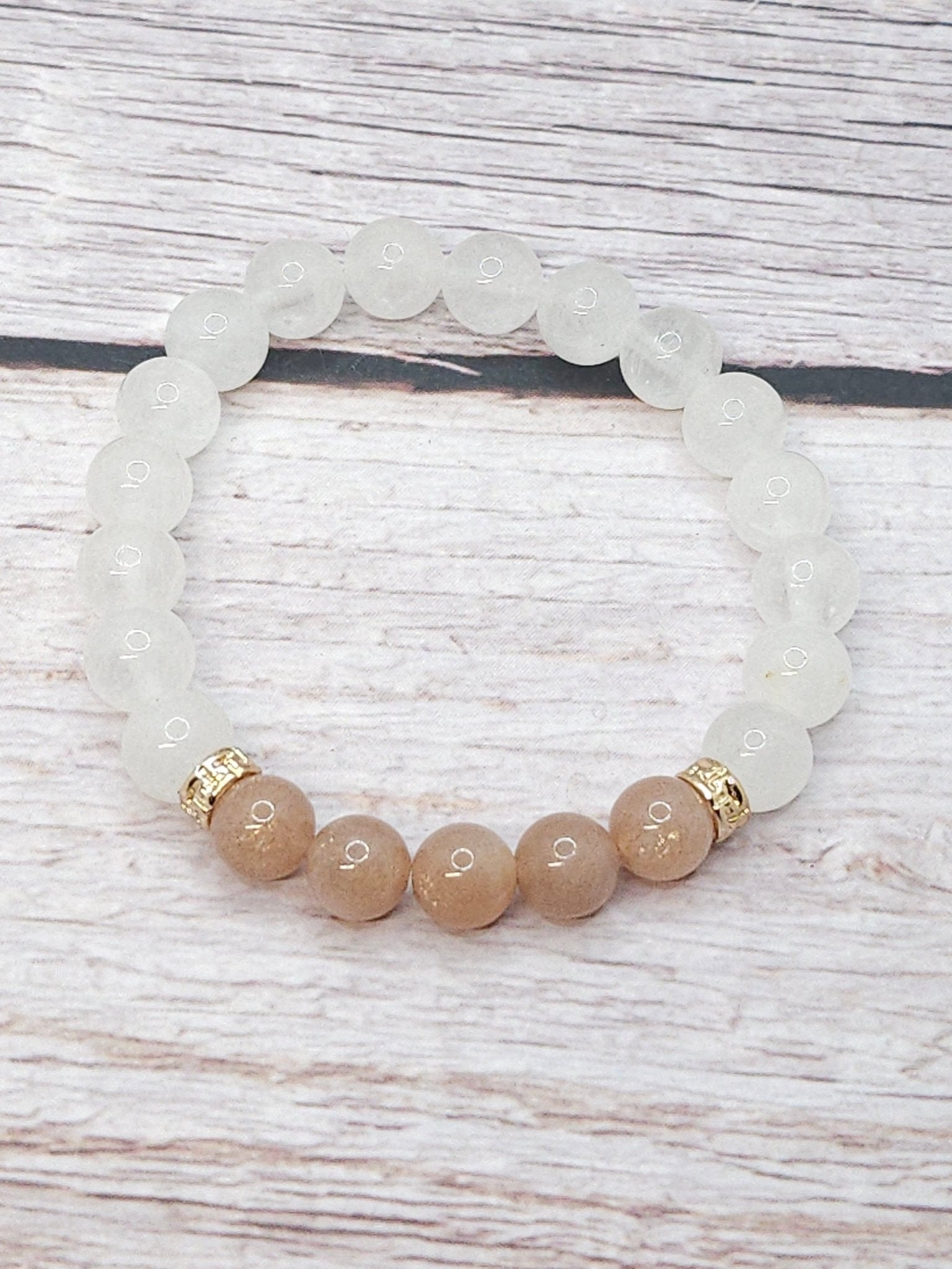 Bracelet Péristérite & Pierre de Lune Pêche 6mm - Kumari Legacy