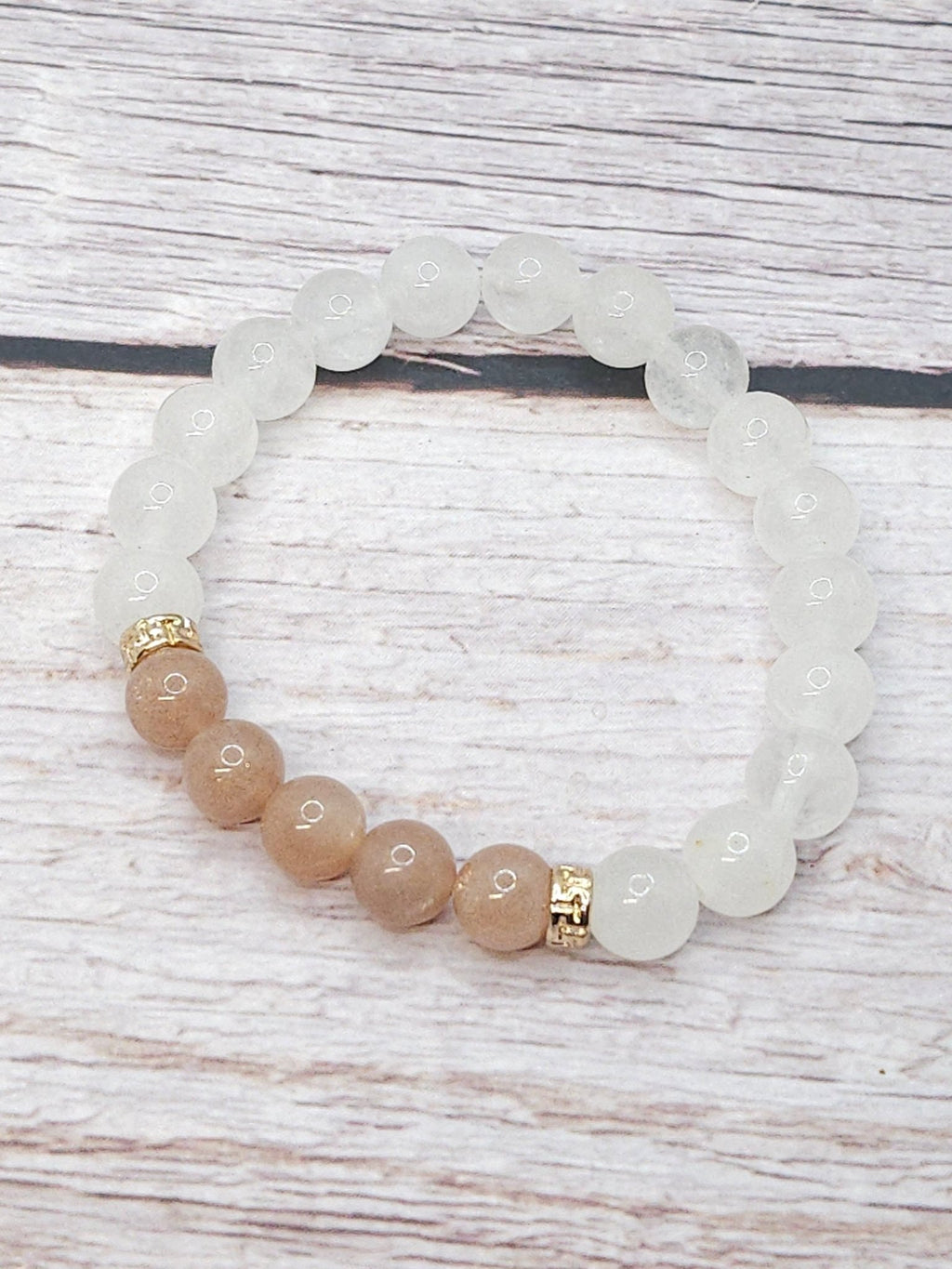 Bracelet Péristérite & Pierre de Lune Pêche 6mm - Kumari Legacy