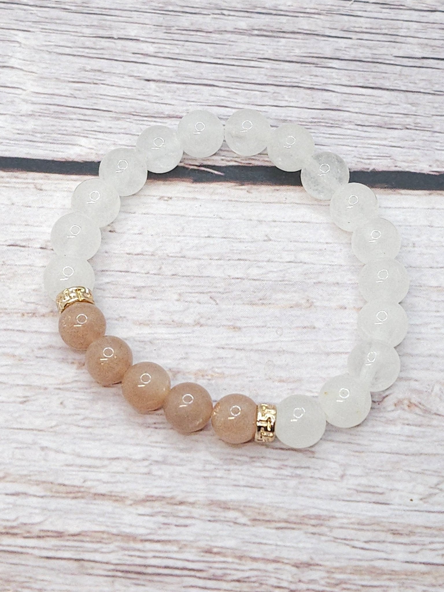 Bracelet Péristérite & Pierre de Lune Pêche 6mm - Kumari Legacy