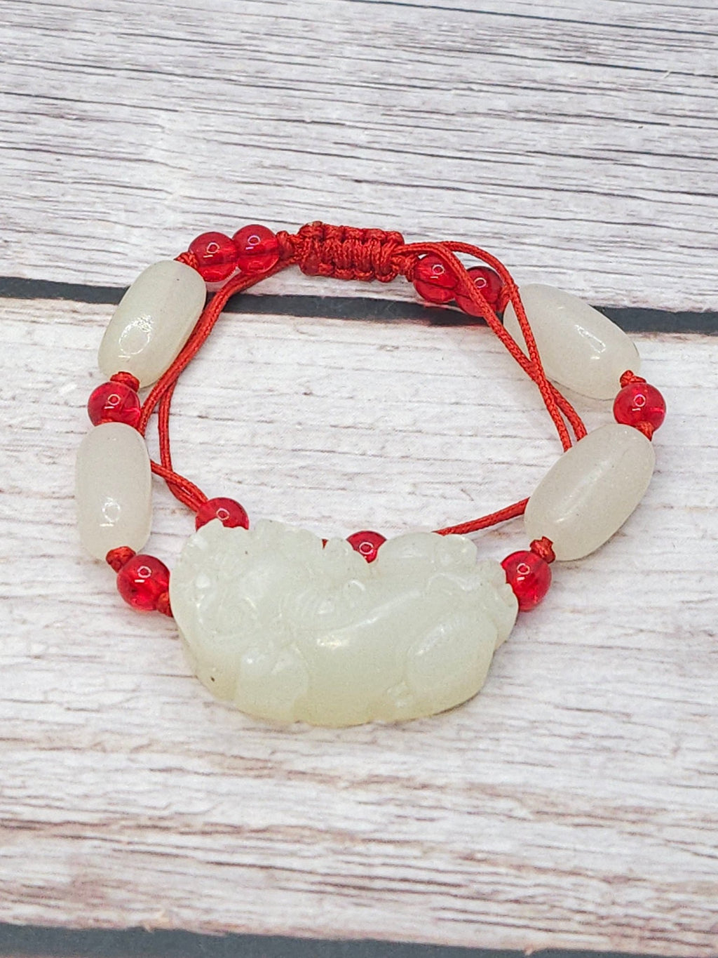 Bracelet Pi Xiu Jade Vert Macramé - Kumari Legacy