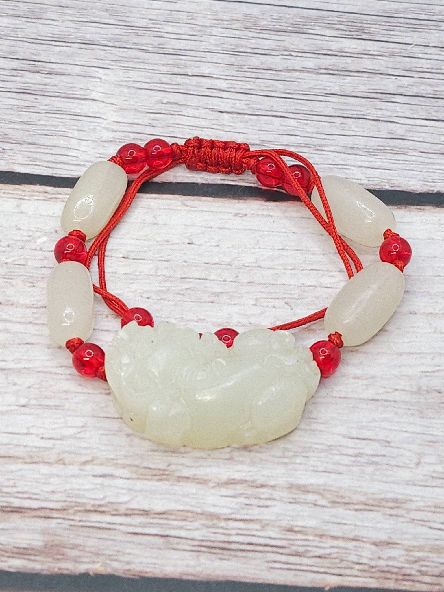 Bracelet Pi Xiu Jade Vert Macramé - Kumari Legacy