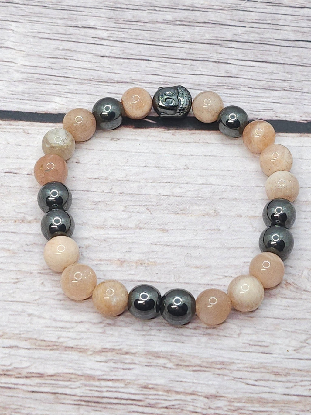 Bracelet Pierre de Lune Pêche & Hématite 8mm - Kumari Legacy