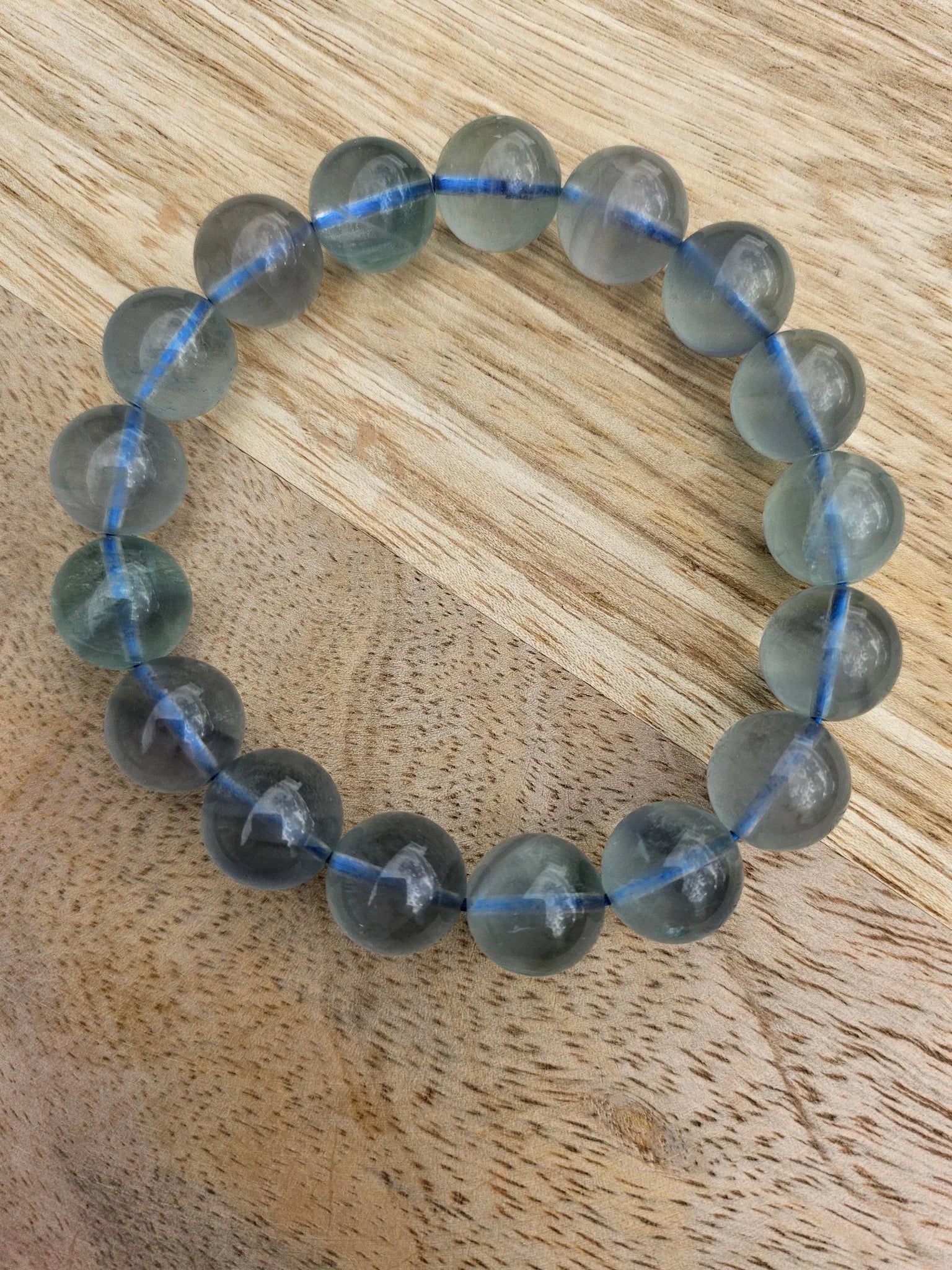 Bracelet “Poseidon” – Fluorite Bleue 12 mm – Sur mesure - Kumari Legacy