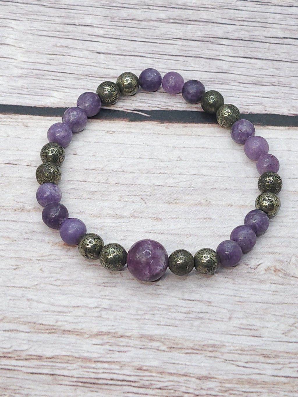 Bracelet Pyrite & Lépidolite 6mm - Kumari Legacy