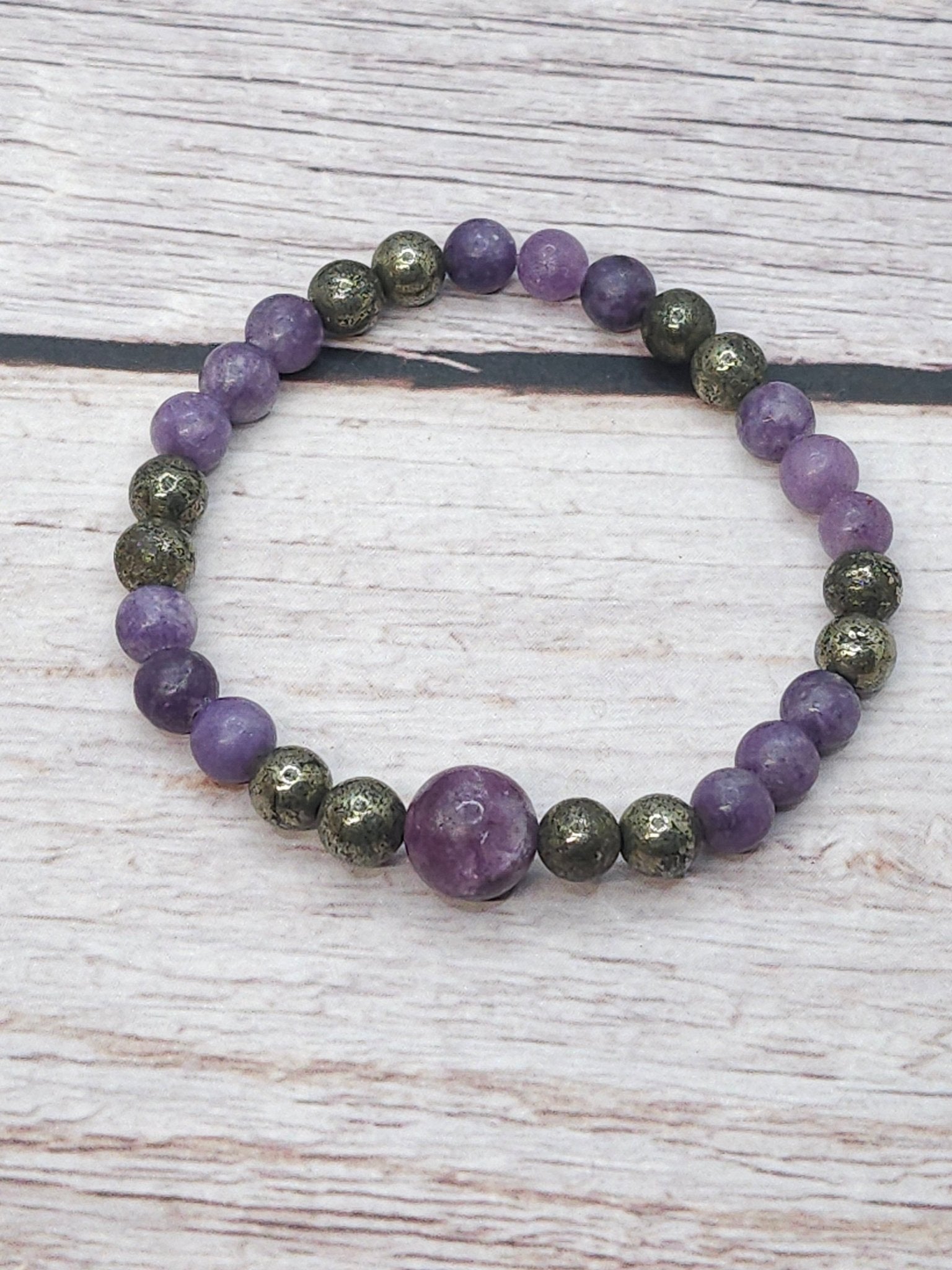Bracelet Pyrite & Lépidolite 6mm - Kumari Legacy
