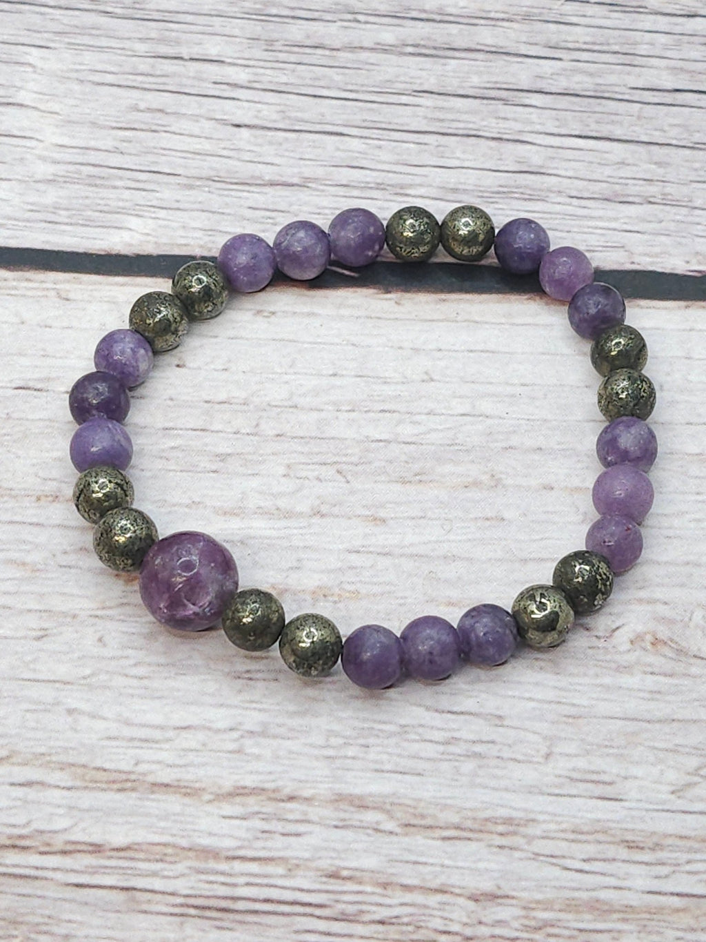 Bracelet Pyrite & Lépidolite 6mm - Kumari Legacy