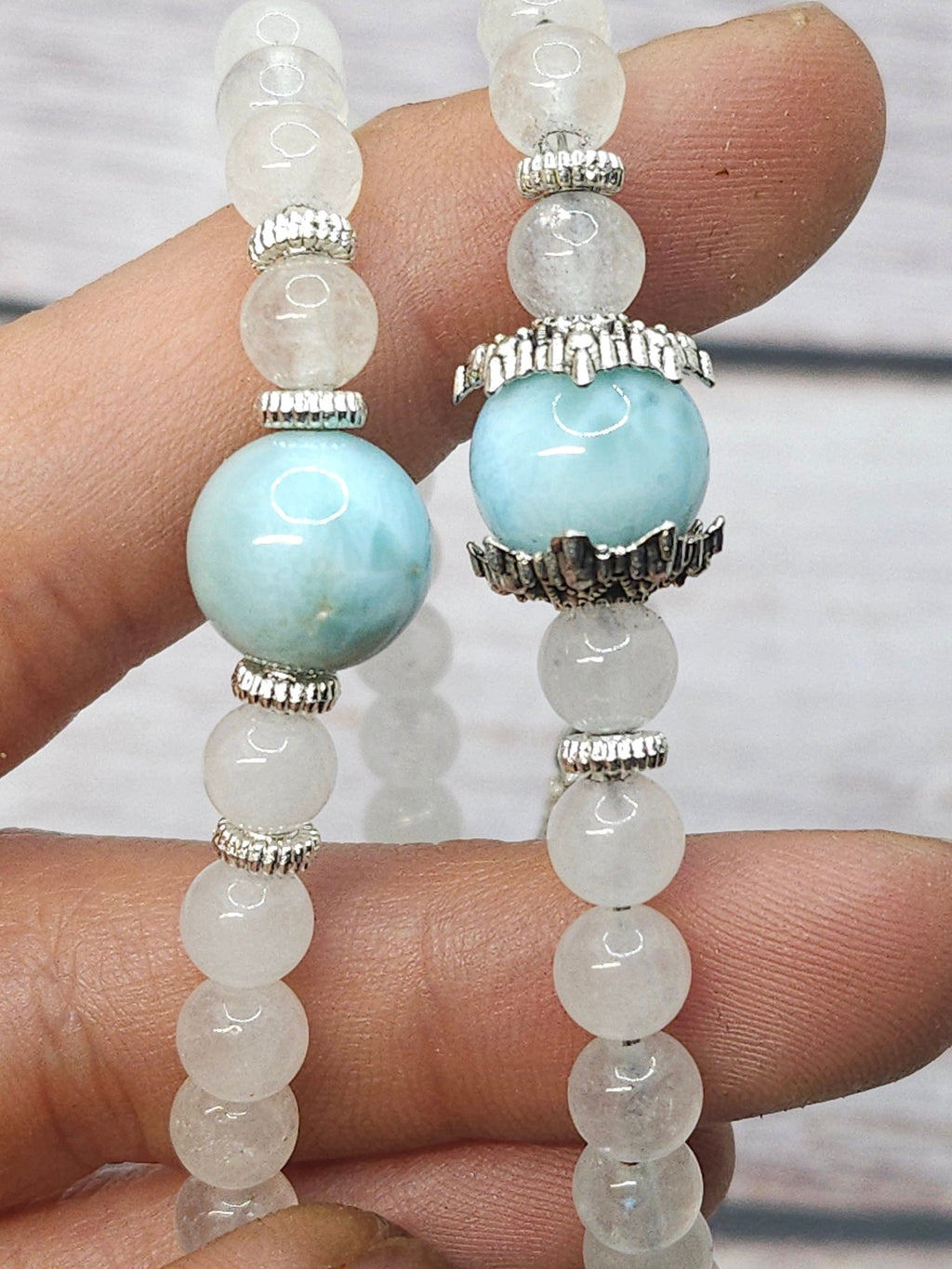 Bracelet Quartz & Larimar 6mm/10mm - Kumari Legacy