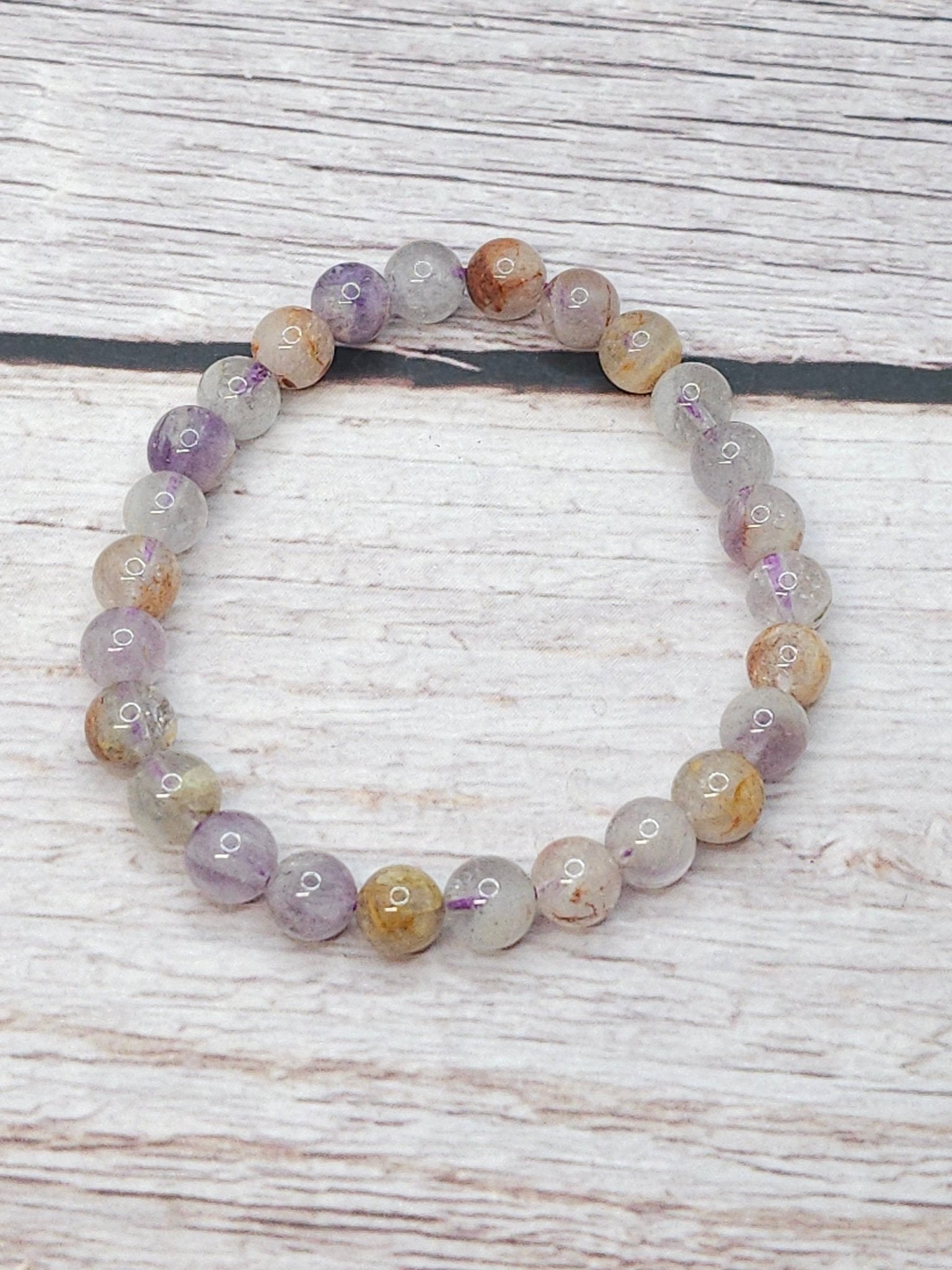 Bracelet Quartz Lodolite Violet 6mm - Kumari Legacy
