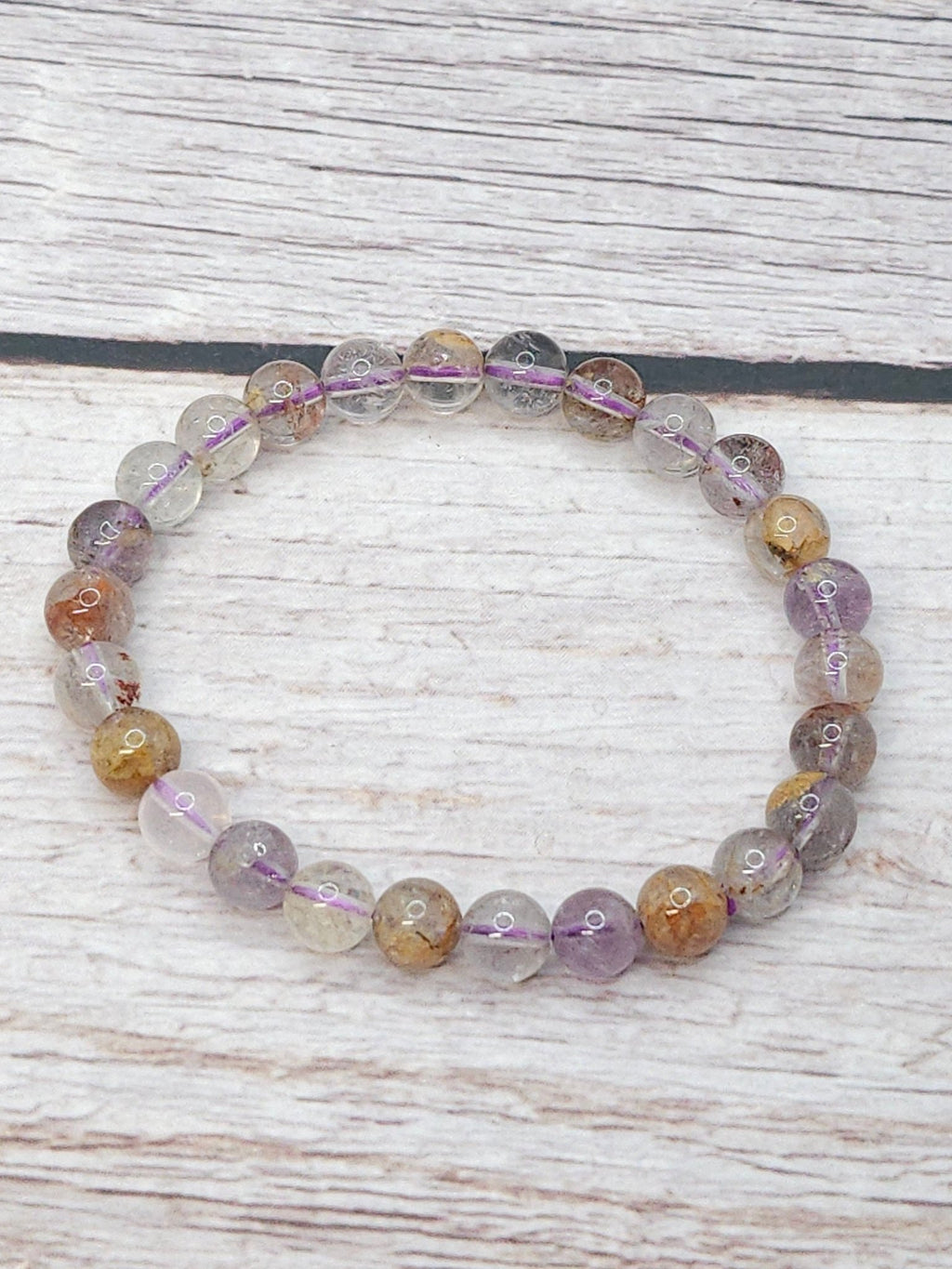 Bracelet Quartz Lodolite Violet 6mm - Kumari Legacy