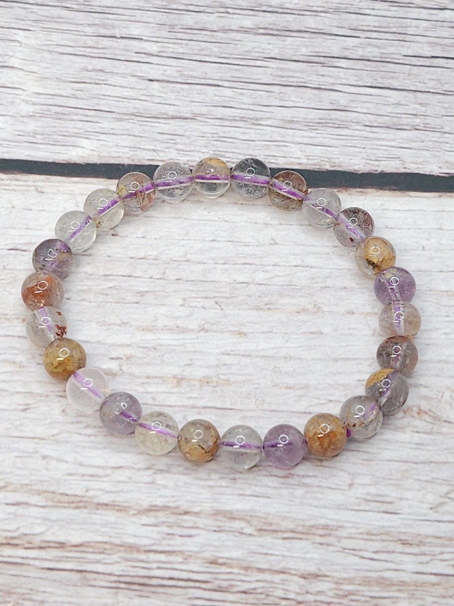 Bracelet Quartz Lodolite Violet 6mm - Kumari Legacy