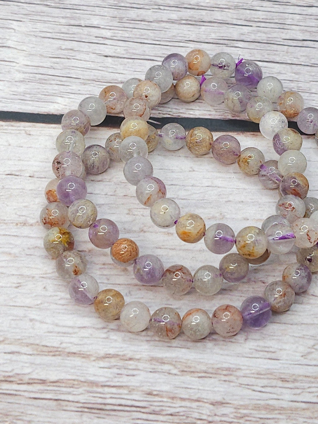 Bracelet Quartz Lodolite Violet 6mm - Kumari Legacy