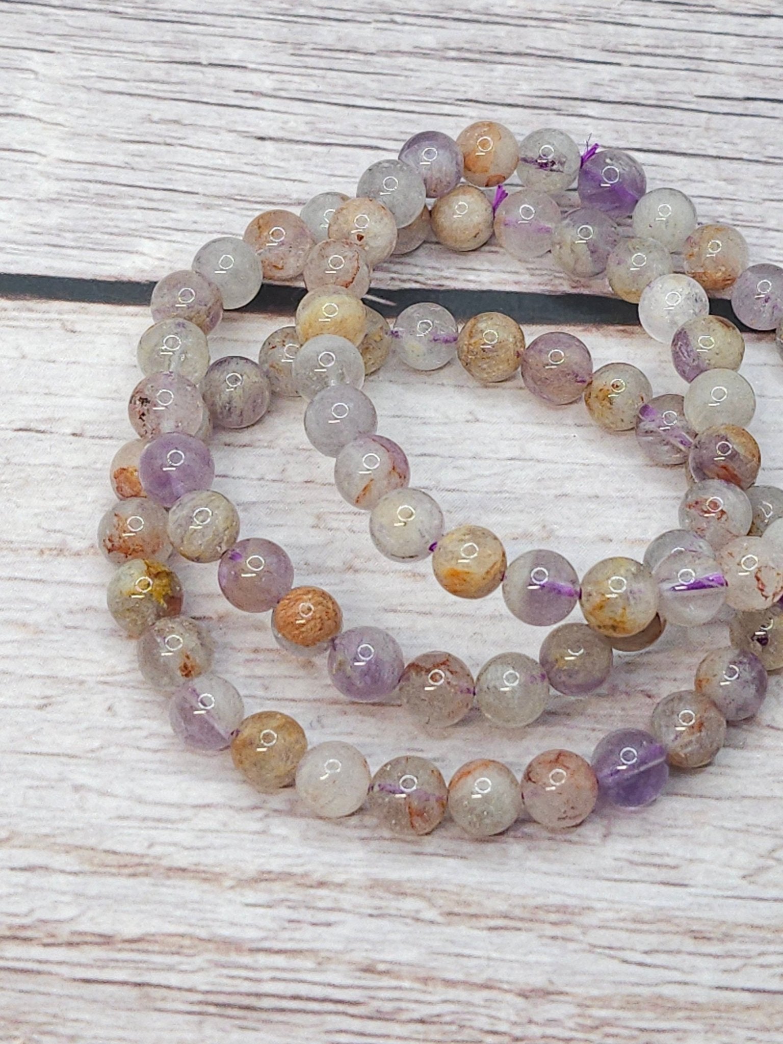 Bracelet Quartz Lodolite Violet 6mm - Kumari Legacy