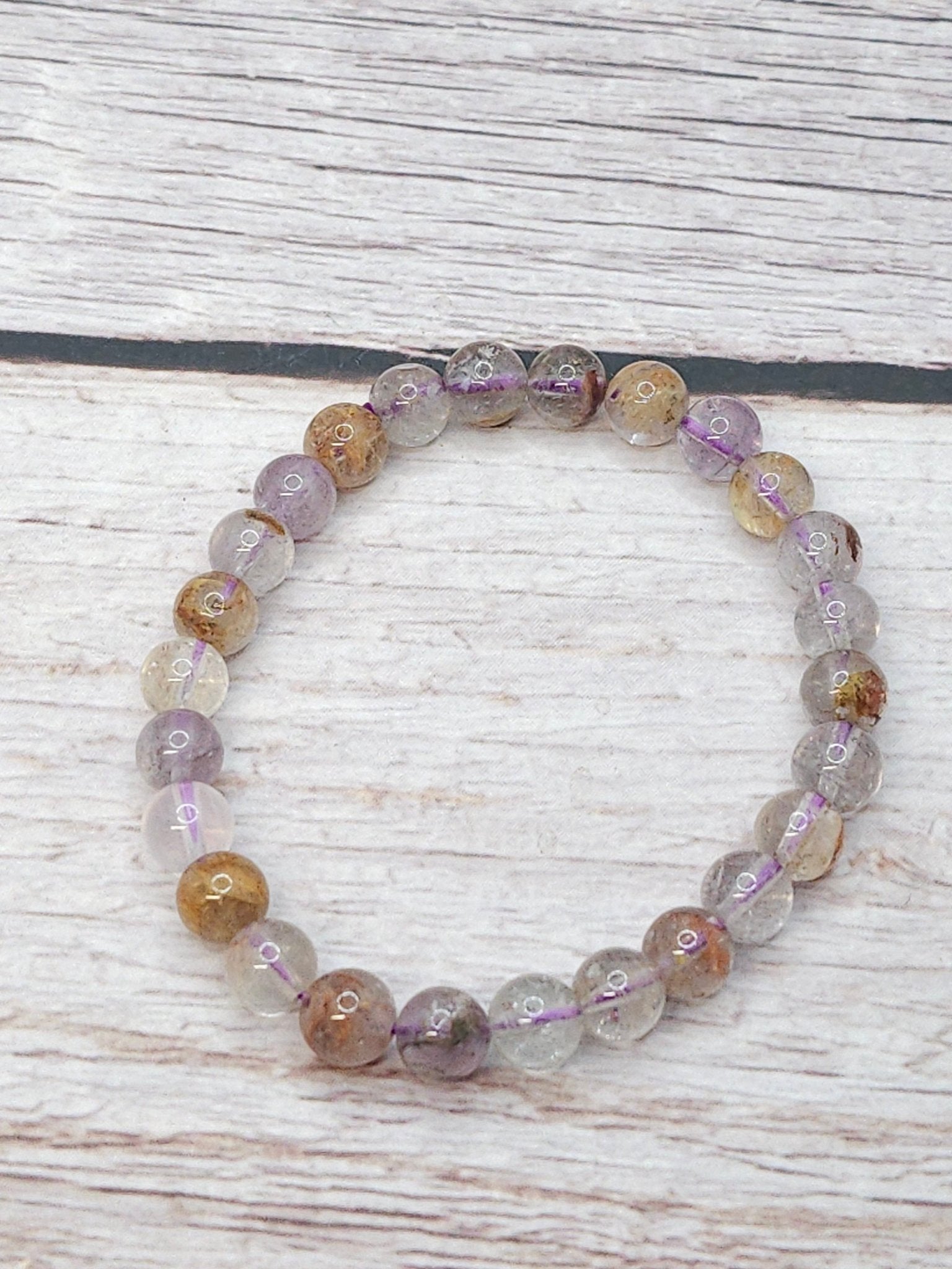 Bracelet Quartz Lodolite Violet 6mm - Kumari Legacy