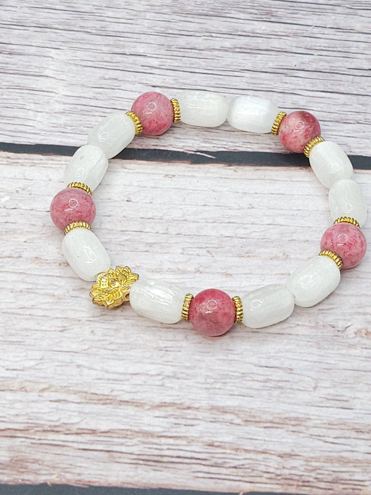Bracelet Rhodonite & Sélénite 10mm - Kumari Legacy