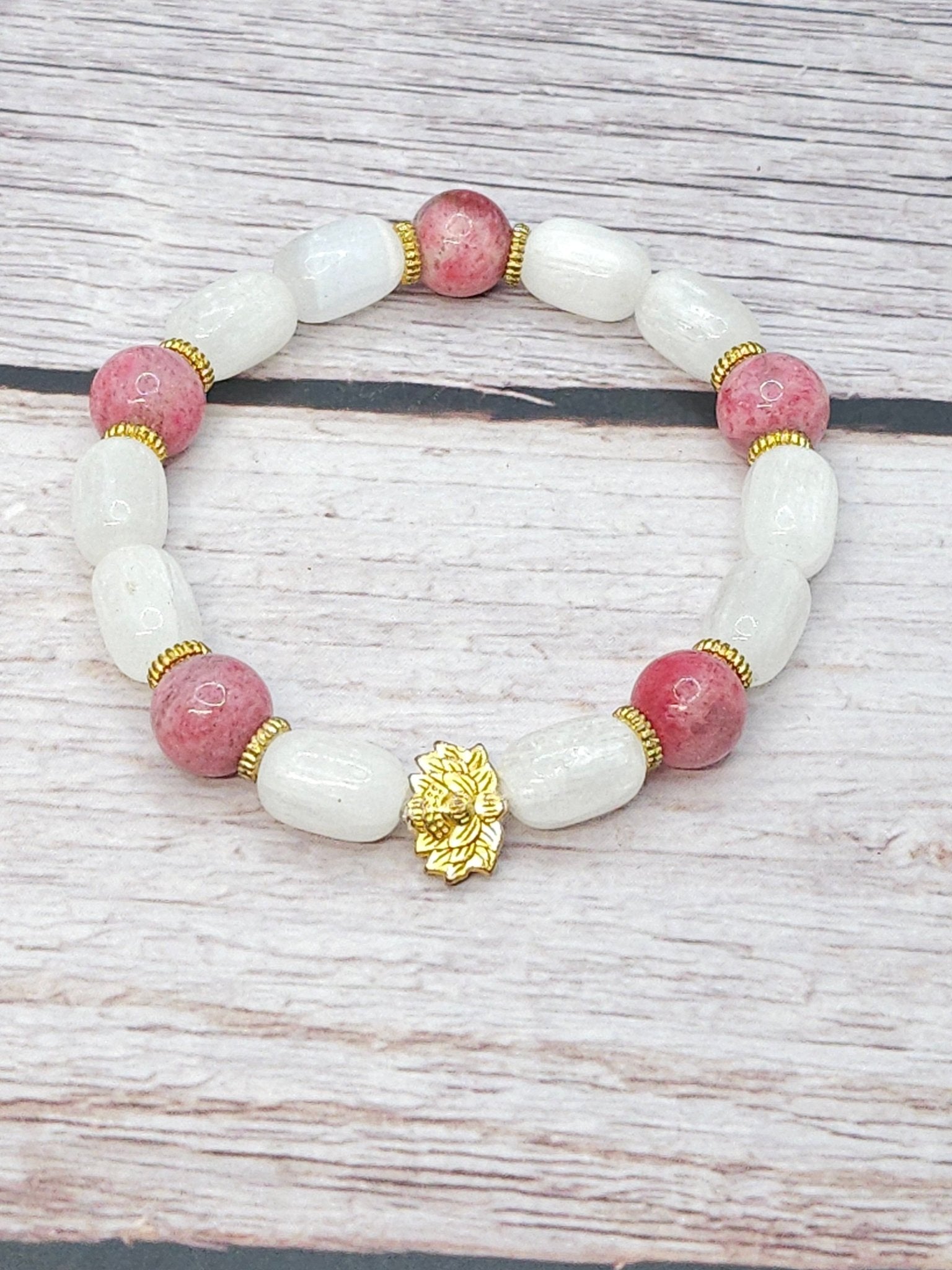 Bracelet Rhodonite & Sélénite 10mm - Kumari Legacy