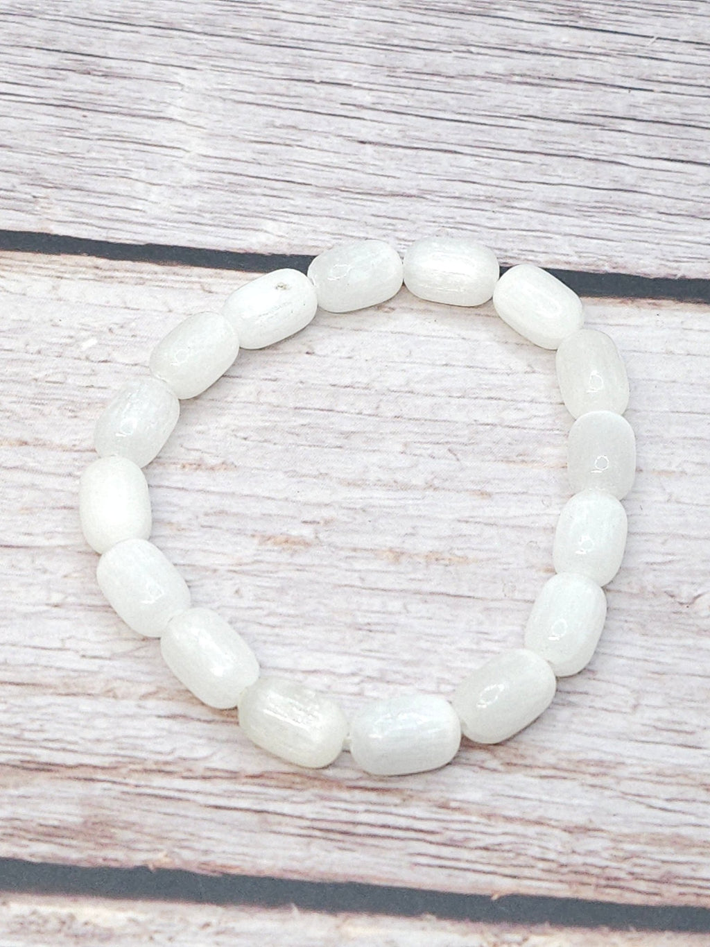 Bracelet Sélénite (perle baril) 8mm - Kumari Legacy
