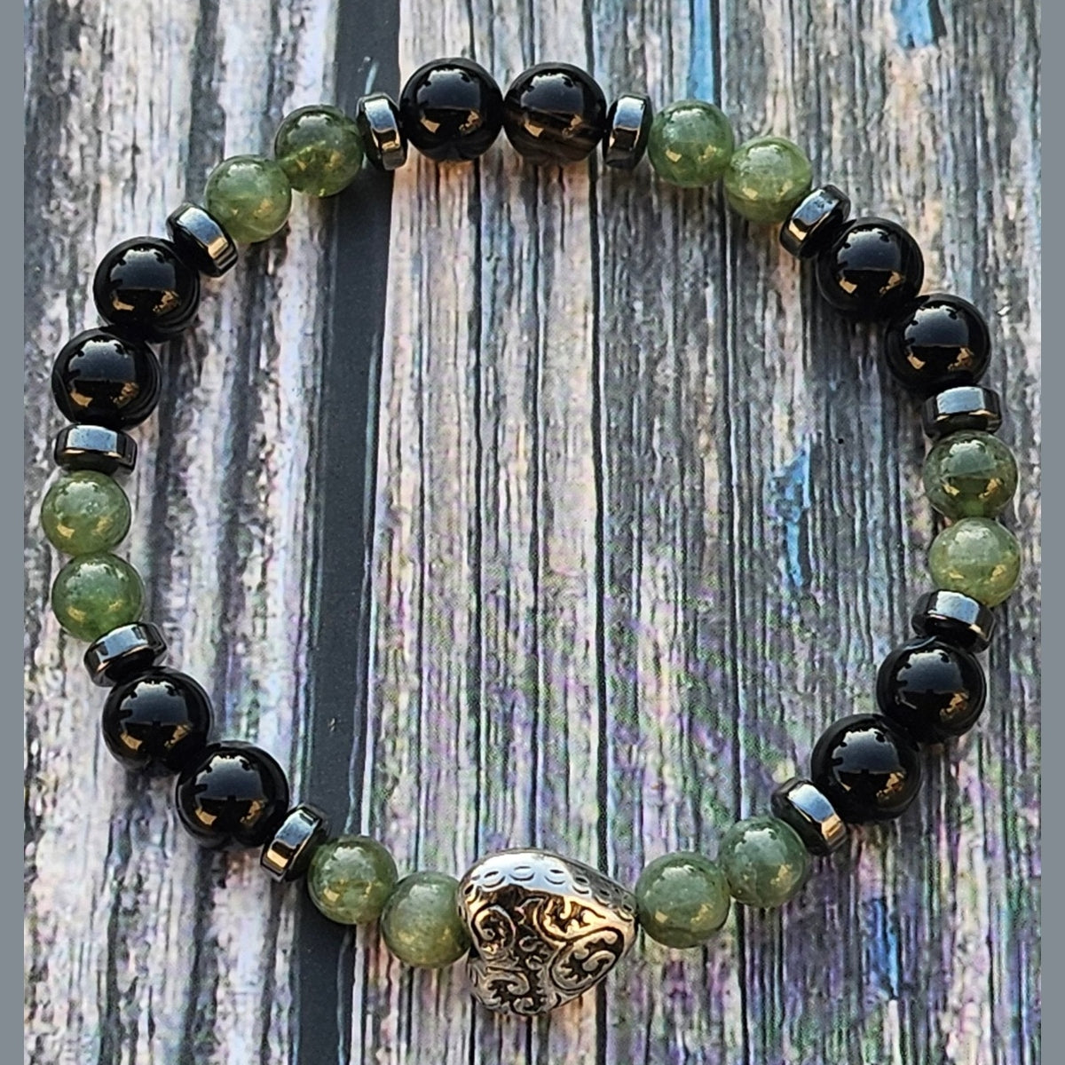 Bracelet Tourmaline Noire, Apatite Verte & Hématite - Kumari Legacy