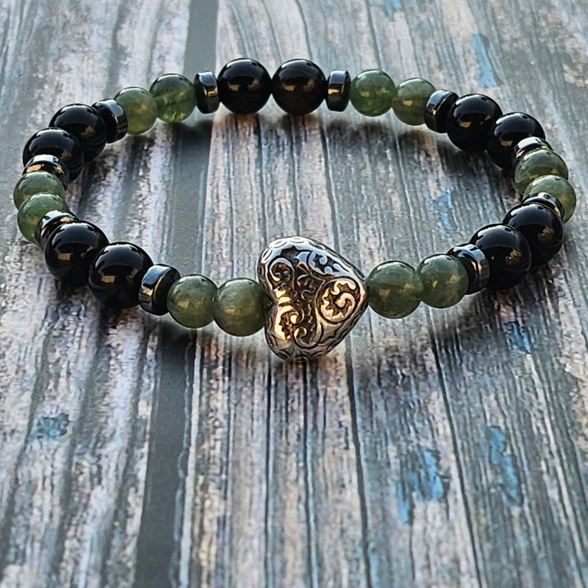 Bracelet Tourmaline Noire, Apatite Verte & Hématite - Kumari Legacy