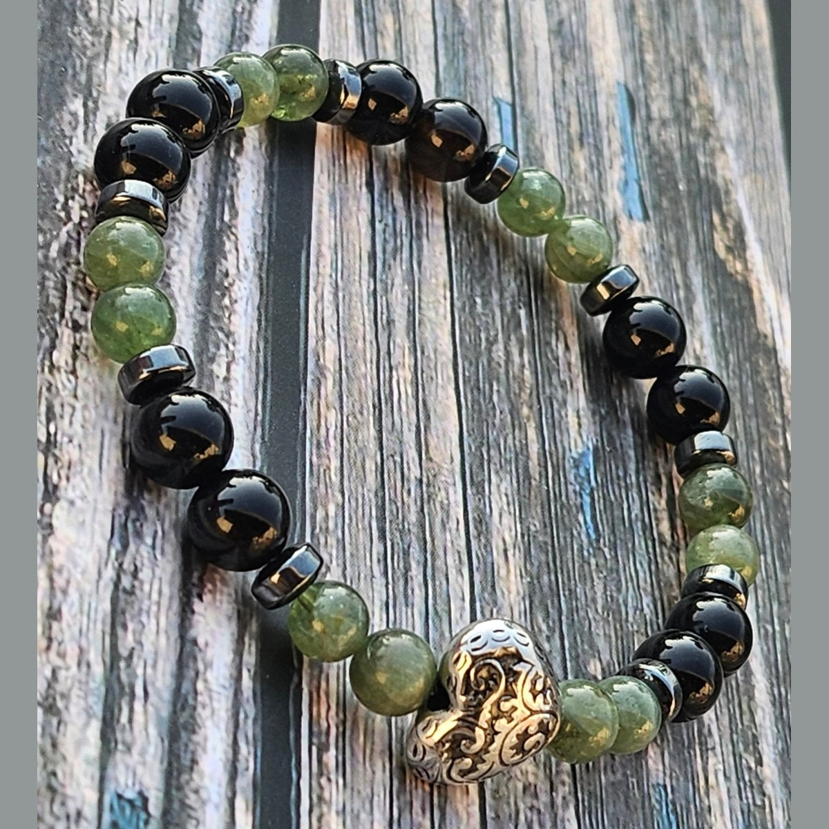 Bracelet Tourmaline Noire, Apatite Verte & Hématite - Kumari Legacy