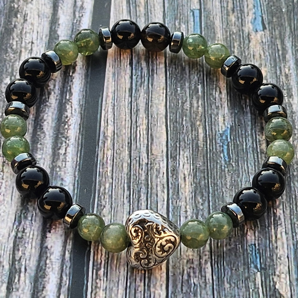 Bracelet Tourmaline Noire, Apatite Verte & Hématite - Kumari Legacy