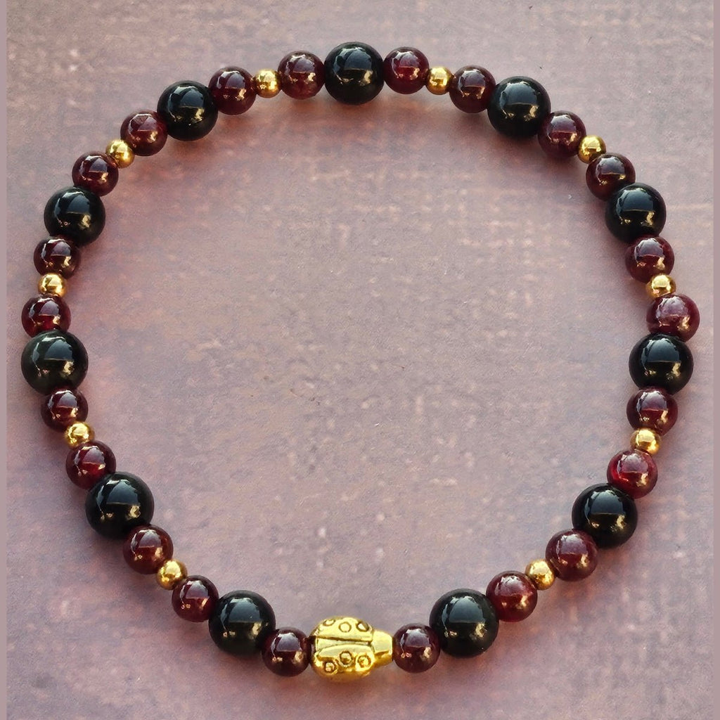 Bracelet Tourmaline noire & Grenat – 2mm/4mm - Kumari Legacy