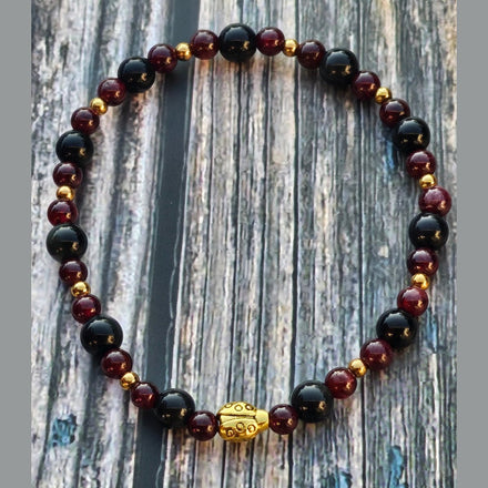 Bracelet Tourmaline noire & Grenat – 2mm/4mm