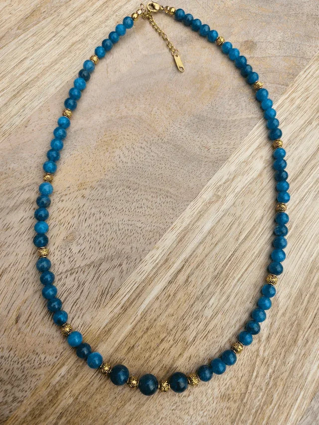 Collier “Thalassa” – Apatite bleue 6 mm – Personnalisable & Sur mesure - Kumari Legacy