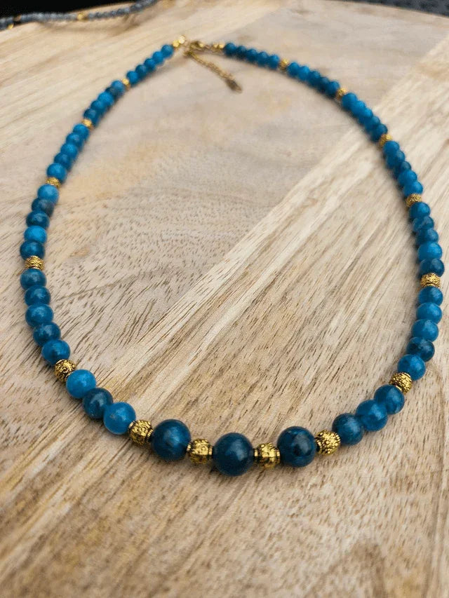 Collier “Thalassa” – Apatite bleue 6 mm – Personnalisable & Sur mesure - Kumari Legacy