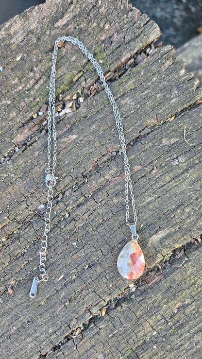 Collier "Goutte" - Crazy Lace Agate | Bijoux Lithothérapie