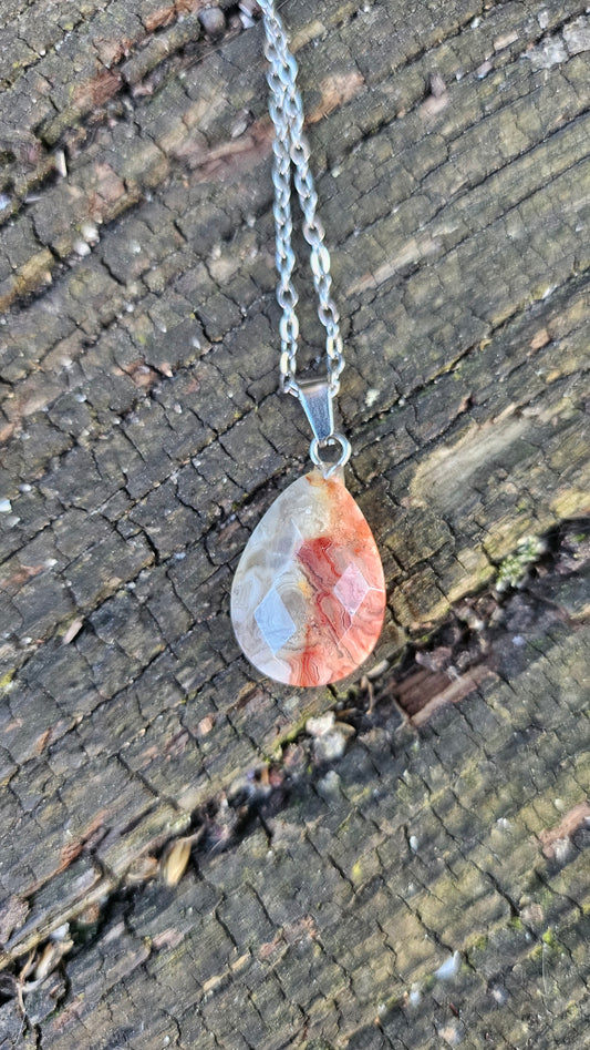 Collier "Goutte" - Crazy Lace Agate | Bijoux Lithothérapie