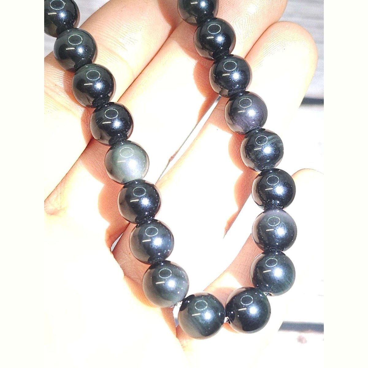 Kit Trio Protection : bracelet obsidienne œil céleste 8mm - Kumari Legacy