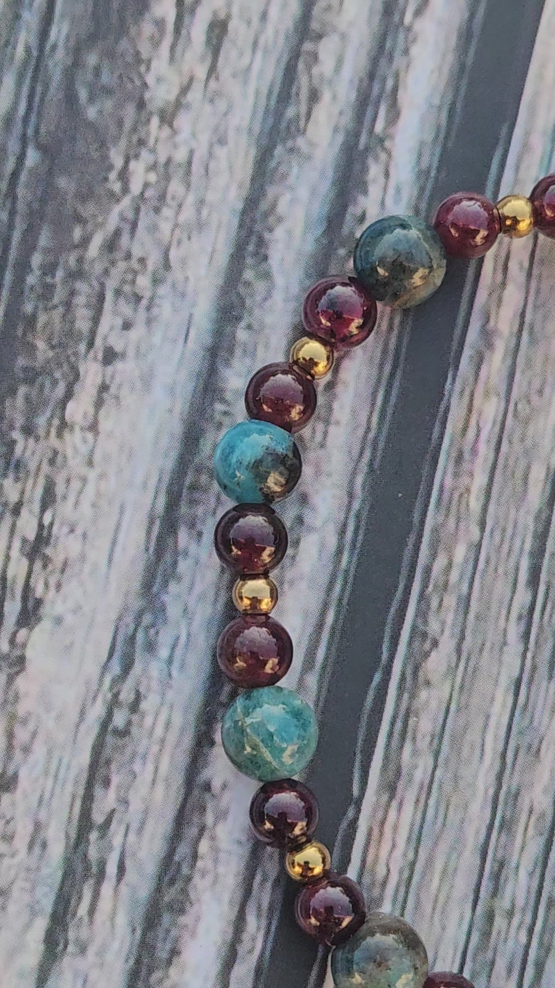 Bracelet Apatite bleue & Grenat – 4mm/6mm