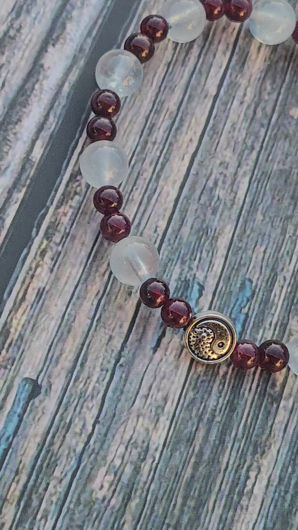 Bracelet Aigue-marine & Grenat – 4mm/8mm