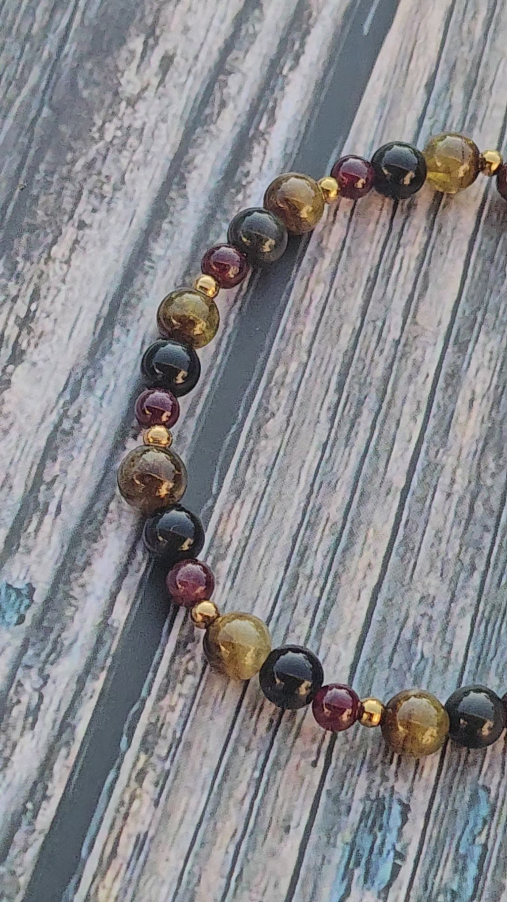 Bracelet Grenat vert & Obsidienne céleste & Grenat – 4mm/5mm/6mm